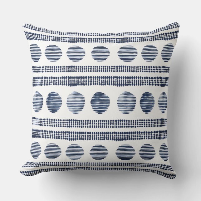 Cojín decorativo azul y blanco (Anverso)