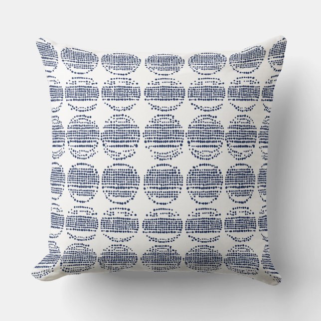 Cojín decorativo azul y blanco (Anverso)