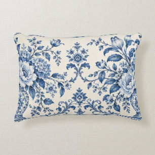 Cojín Decorativo Azul y Blanco Chinoiserie Floral