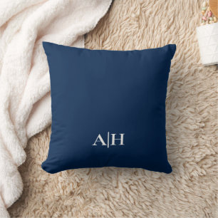 Cojín Decorativo Azul y blanco de la Marina Cuta, Monograma moderno
