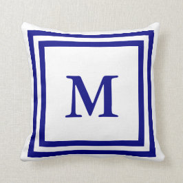 Cojín Decorativo Azul y blanco monogramados