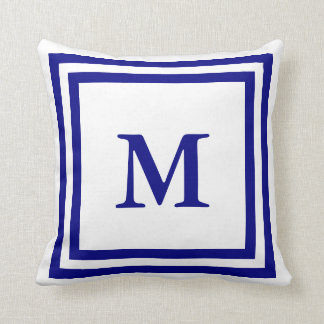 Cojín Decorativo Azul y blanco monogramados