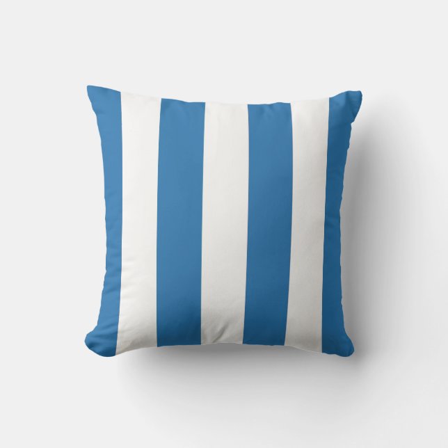 Cojín Decorativo Azul y blanco oceánico rayado (Anverso)