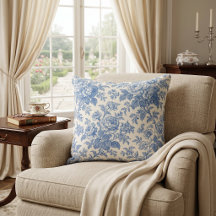 Azul y crema floral Toile de Jouy