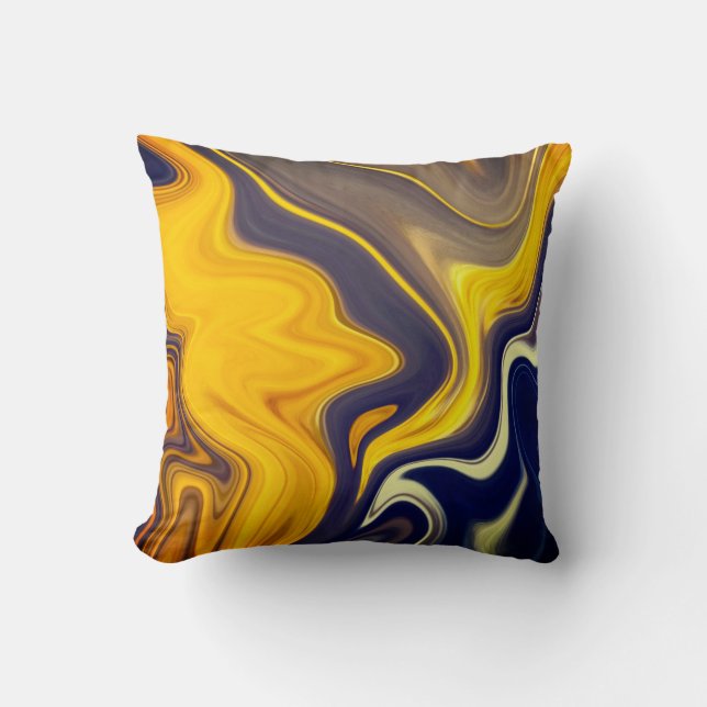 Cojín Decorativo Azul y dorado enmarañados (Anverso)
