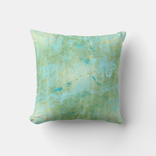 Cojín Decorativo Azul y Dorado Moderno Marmolado Abstracto Salpicad