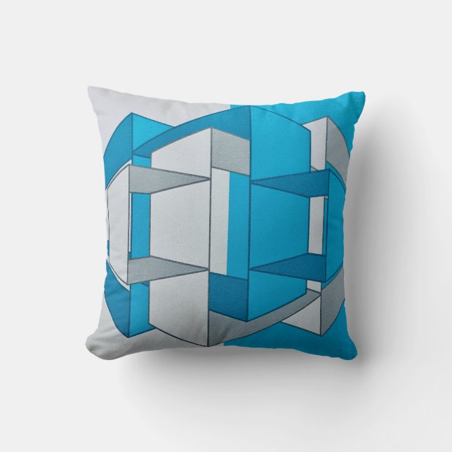 Cojín decorativo azul y gris (Anverso)