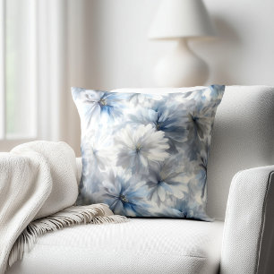 Cojín Decorativo Azul y Gris Floral