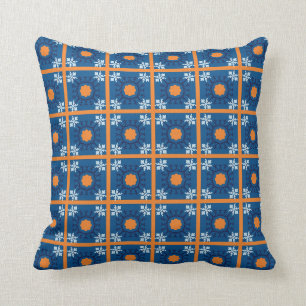 Cojín decorativo azul y Naranja
