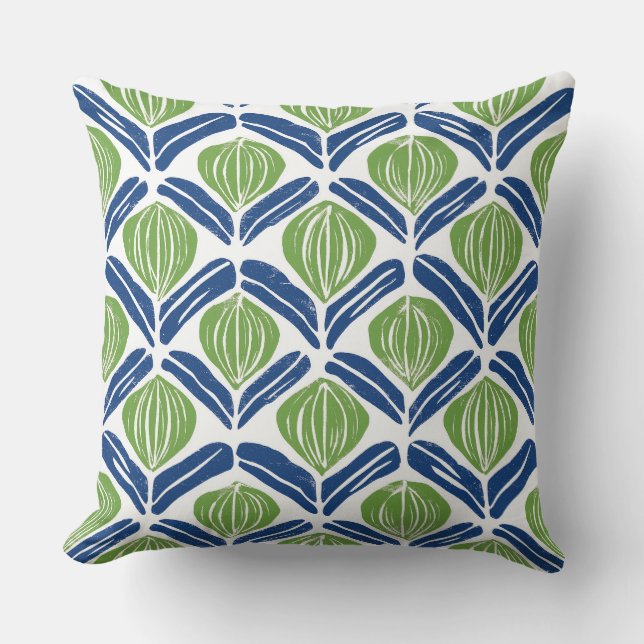 Cojín decorativo azul y verde (Anverso)