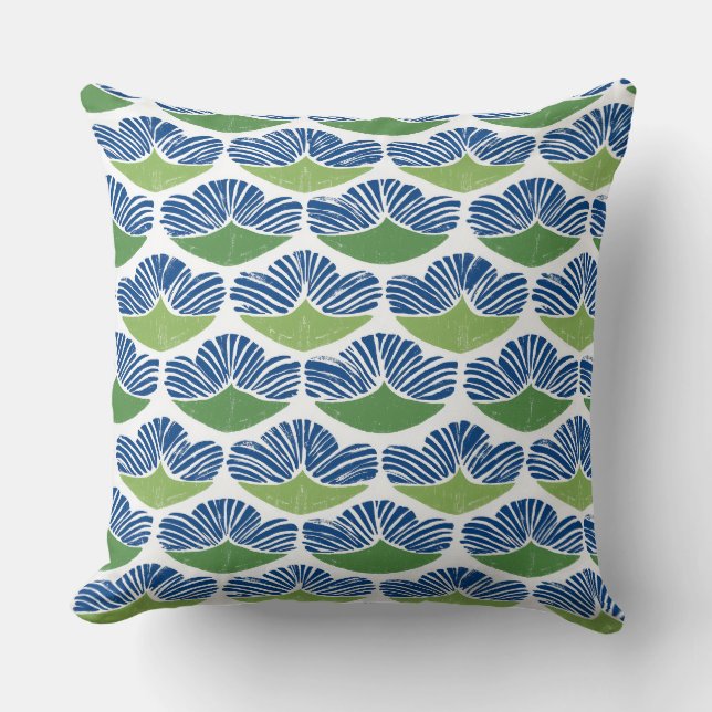 Cojín decorativo azul y verde (Anverso)
