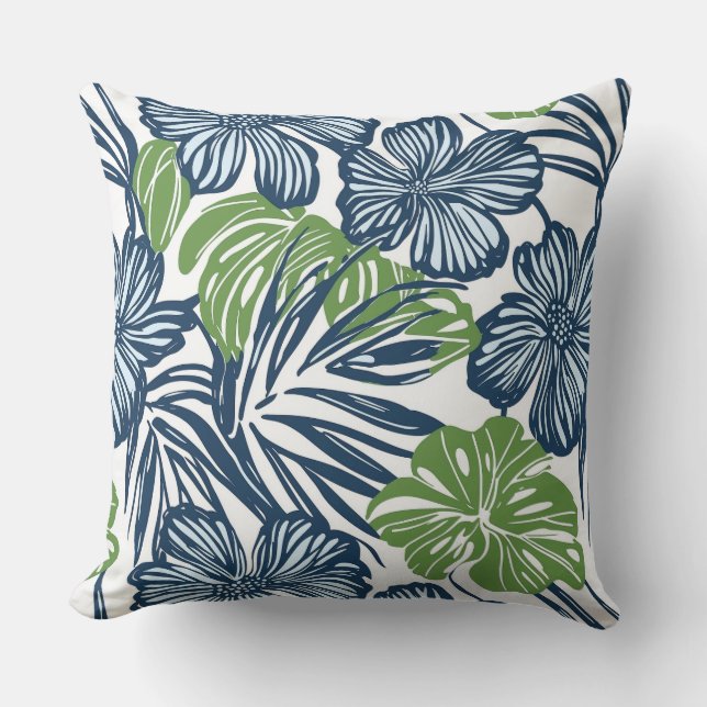 Cojín decorativo azul y verde (Anverso)