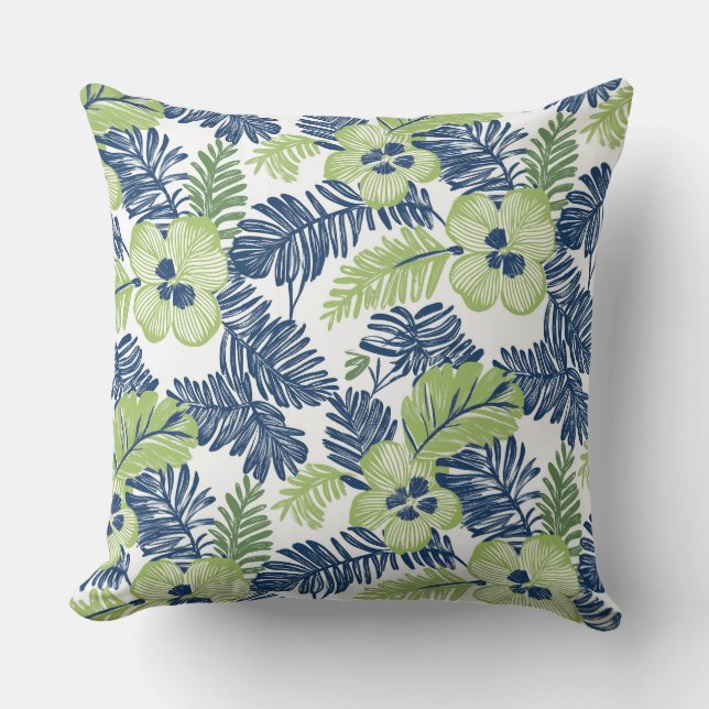 Cojín decorativo azul y verde (Anverso)
