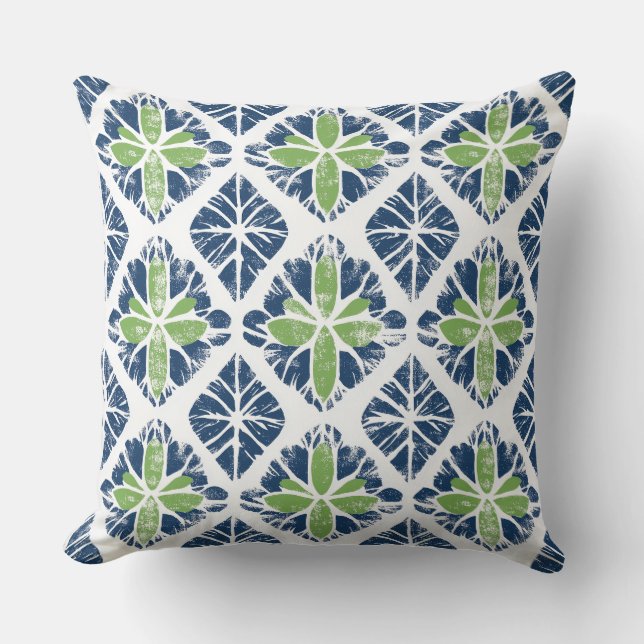 Cojín decorativo azul y verde (Anverso)