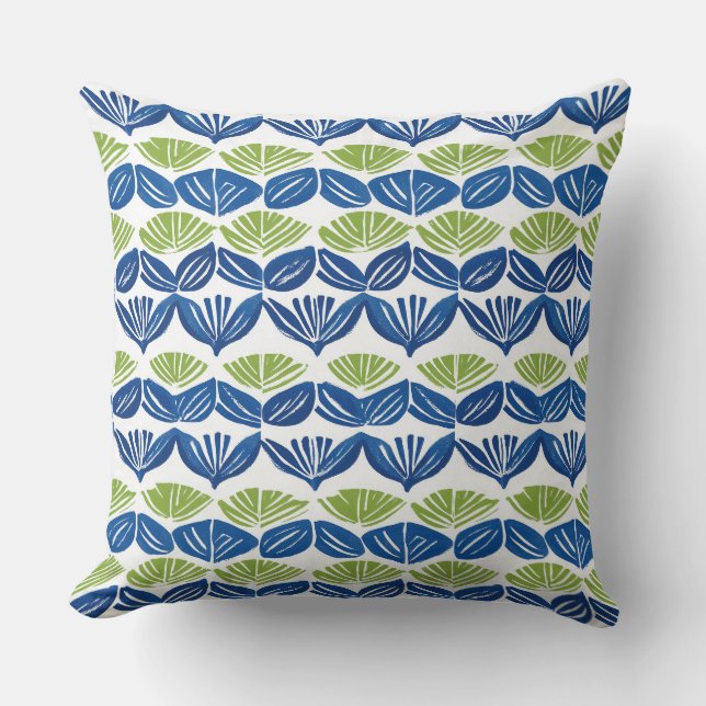 Cojín decorativo azul y verde (Anverso)