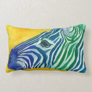 Cojín decorativo azul y verde de la cebra