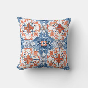 Cojín Decorativo Azulejo Antiguo Floral Personalizado