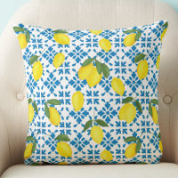 Azulejo azul de acuarela Limón amarillo Acuarela