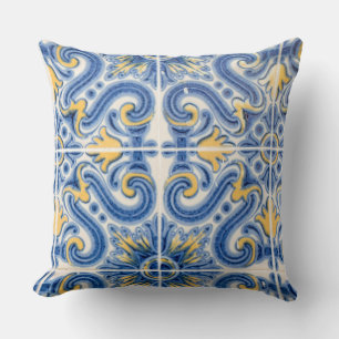 Cojín Decorativo Azulejo azul y amarillo, Portugal