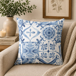 Cojín Decorativo Azulejo azul y blanco inspirado