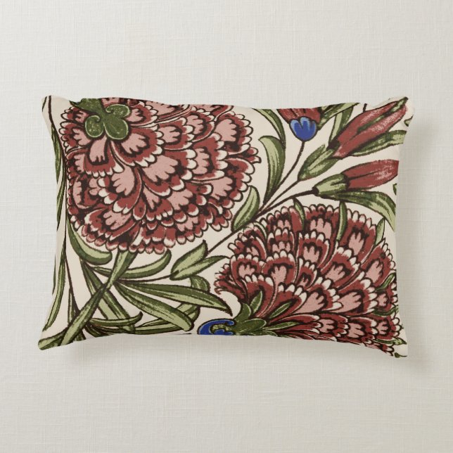Cojín Decorativo Azulejo de Flor de Clavel Antiguo Rústico Arte De  (Reverso)