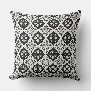 Cojín Decorativo Azulejo gráfico de Casablanca en patrón blanco y n