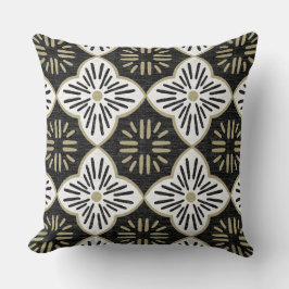 Cojín Decorativo Azulejo gráfico de Casablanca en patrón de negro y