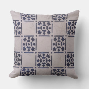 Cojín Decorativo Azulejo Holandés Antiguo Patrón Blanco Azul Delft