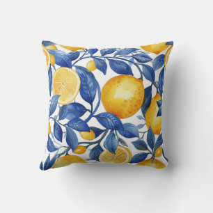 Cojín Decorativo Azulejo Lemons Blue Leaves #1