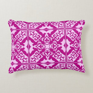 Cojín Decorativo azulejo marroquí - magenta y rosa