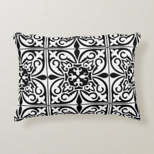 Cojín Decorativo Azulejo marroquí - negro con fondo blanco