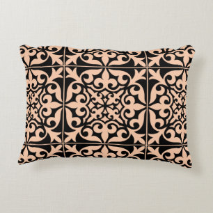 Cojín Decorativo Azulejo marroquí - rosa melocotón y negro