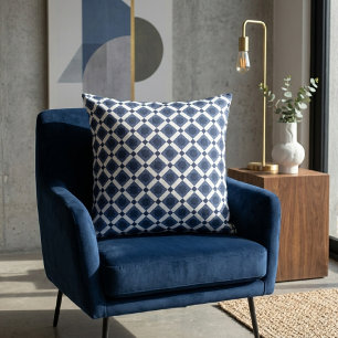Cojín Decorativo Azulejo Patrón Estrella Geométrica Marroquí Azul M