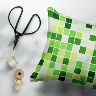 Cojín Decorativo Azulejos de Piscina, Baldosas Mosaico Verdes, Patr