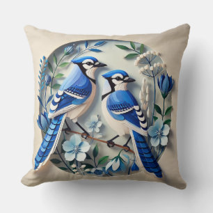 Cojín Decorativo Azulejos estilizados en medio de papel botánico de