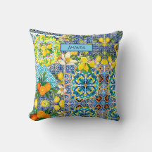 Azulejos florales cítricos sicilianas turquesa azu