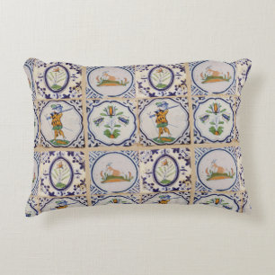 Cojín Decorativo Azulejos holandeses vintage de Delft del siglo XVI