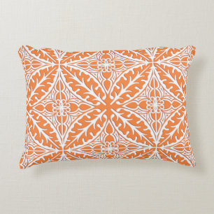 Cojín Decorativo Azulejos marroquíes - naranja coral y blanco