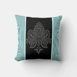 Cojín Decorativo Azules, damascos y rayas negras para lanzar almoha