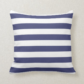 Cojín Decorativo Azules marinos náuticos y blanco rayados