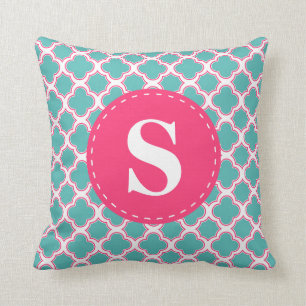 Cojín Decorativo Azules turquesas del modelo de Quatrefoil y