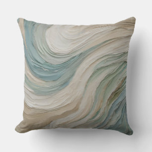 Cojín Decorativo Azules Verdes Beiges Abstractos Costeros Ondas