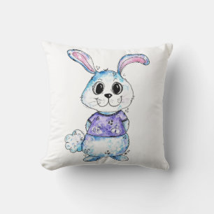 Cojín Decorativo Azules y conejitos, azules y rosados