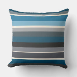 Cojín Decorativo Azules y rayas de grises
