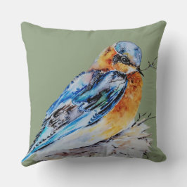 Cojín Decorativo Azulillo Acuarela Elegante Naturaleza