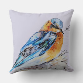 Cojín Decorativo Azulillo Acuarela Elegante Naturaleza