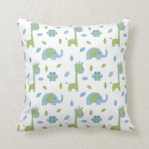 Cojín decorativo azulverde del elefante y de la