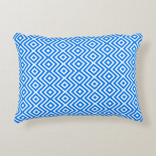 Cojín Decorativo Azure Blue Retro Geo Diamantes