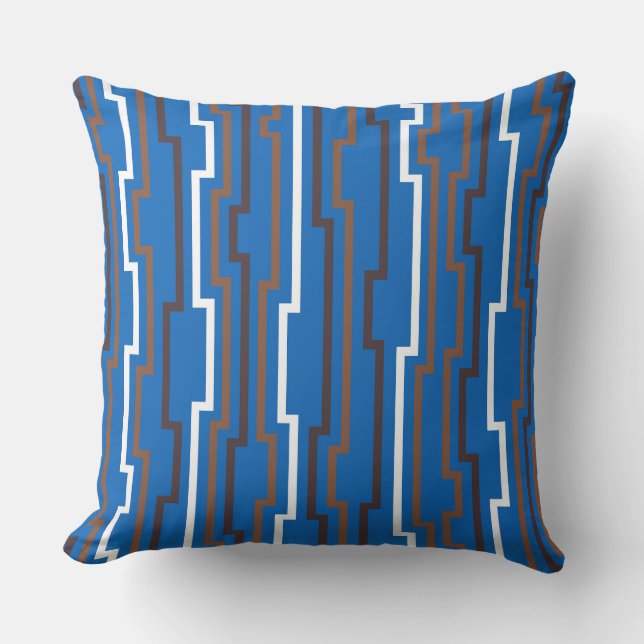 Cojín Decorativo Azure Blue Zig Zag Throw Pillow (Anverso)