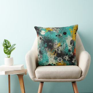 Cojín Decorativo Azure Ink Abstract Throw Pillow